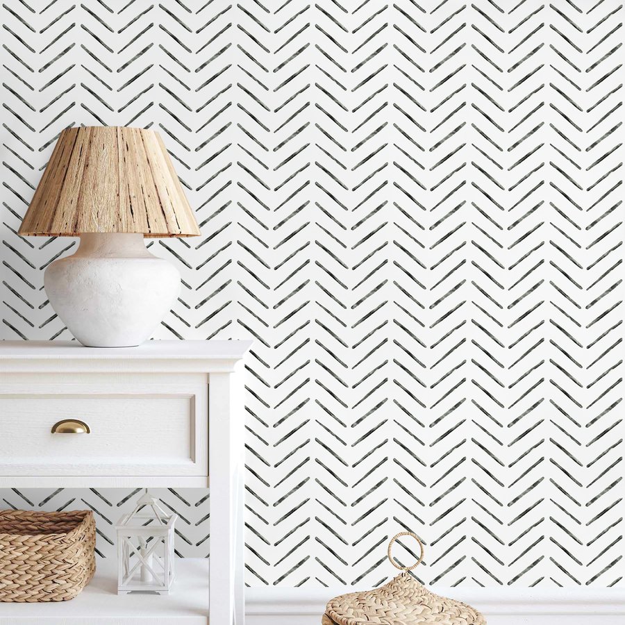 Monochrome herringbone chevron wallpaper